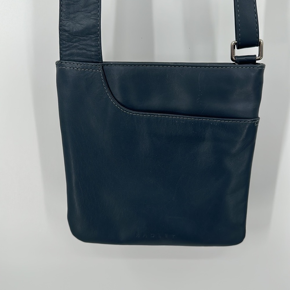 Radley London Blue Leather Adjustable Strap Crossbody Purse - Picture 2 of 12